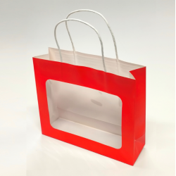 Gift bag with window 26x22x8cm, red