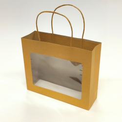 Gift bag with window 26x22x8cm, brown