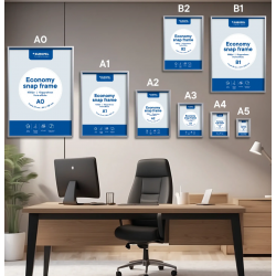 Hanging advertising frame A5 (14.8x21) with 25mm snap edges, aluminum frame CLICK