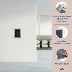 Hanging advertising frame A4 (29.7x21) with 25mm snap edges, aluminum frame CLICK
