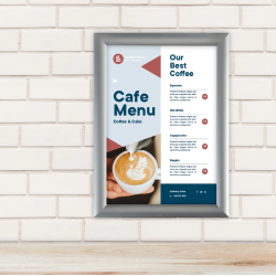 Hanging advertising frame A4 (29.7x21) with 25mm snap edges, aluminum frame CLICK