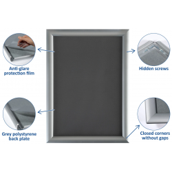 Hanging snap frame A3 (29.7x42) with 25mm profile aluminum frame CLICK