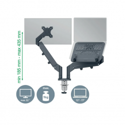 Dual monitor and laptop arm LEITZ ERGO, grey