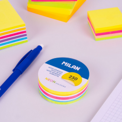 Sticky notes MILAN NEON round 67 mm, 250 sheets, 6 colors, pack of 18 pcs