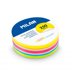 Sticky notes MILAN NEON round 67 mm, 250 sheets, 6 colors, pack of 18 pcs