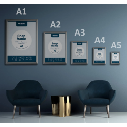 Hanging advertising frame A2 (42x59.4) with 25mm snap edges, aluminum frame CLICK