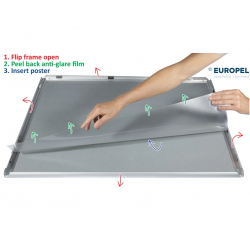 Hanging advertising frame A2 (42x59.4) with 25mm snap edges, aluminum frame CLICK