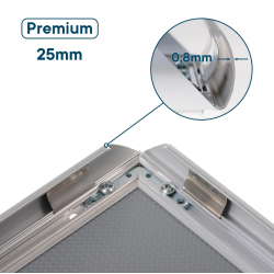 Hanging advertising frame A2 (42x59.4) with 25mm snap edges, aluminum frame CLICK