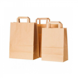Brown paper bag with handles 225x120x310mm, 70gsm, pack of 200 pcs.