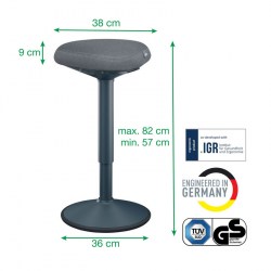 Active sitting chair LEITZ ERGO, grey