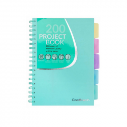 Spiral student notebook COOLPACK A4 200 pages/100 sheets, 5 dividers, squared, mint