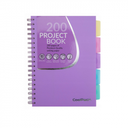 Spiral student notebook COOLPACK A4 200 pages/100 sheets, 5 dividers, squared, purple