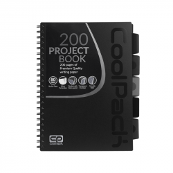 Spiral student notebook COOLPACK A4 200 pages/100 sheets, 5 dividers, squared, black