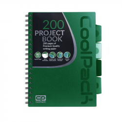 Spiral student notebook COOLPACK B5 200 pages/100 sheets, 4 dividers, squared, green