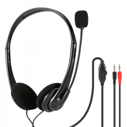 Headphones with microphone OMEGA Freestyle, black, 2 x 3.5 mm