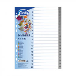 Index dividers A4 1-20 FOROFIS, grey color