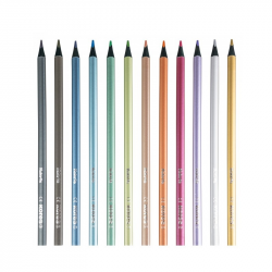 Metallic colored pencils KORES METALLIC STYLE, 12 colors