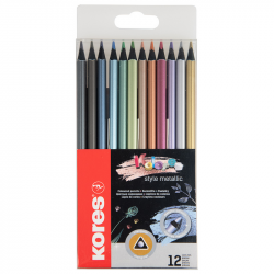 Metallic colored pencils KORES METALLIC STYLE, 12 colors