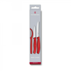 Knife set VICTORINOX PARING 2pcs with razor, red