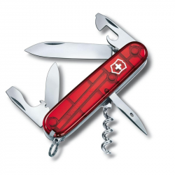 Multi-functional knife VICTORINOX SPARTAN, transparent red color