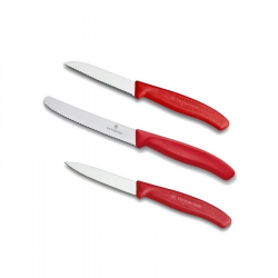 Knife set VICTORINOX PARING 3pcs, red color