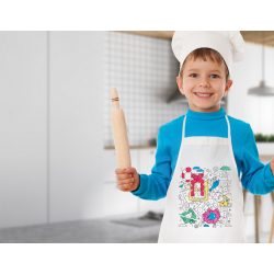 Children's apron MAYFIL + crayons, white, COOL