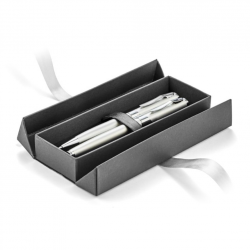 Pen box E26, black color with silver ribbon