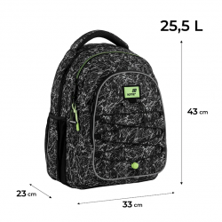 Kuprinė KITE 25,5L 43x33x23cm, juoda/balta sp.