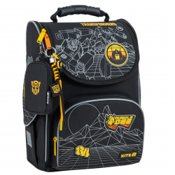Kuprinė pradinukams TRANSFORMERS KITE 35x25x13cm, juoda/geltona sp.