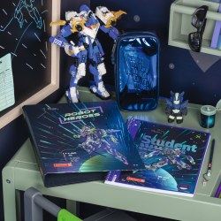 Pencil case SOFT BRUNNEN ROBOT HERO XL, blue color