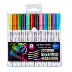 Outline marker set CENTRUM, 12 colors