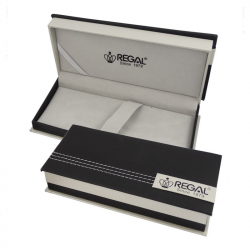 Ballpoint pen in a box REGAL, dark silver with gold-colored details
