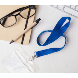 Strap - lanyard for ID card with metal clip, blue color, COOL