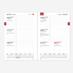 Business diary - calendar WEEK A5, 2026, burgundy color