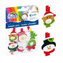 Wooden clips for decoration Christmas FIORELLO 6 pcs.
