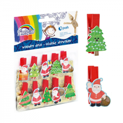 Wooden clips for decoration Christmas FIORELLO 10 pcs.