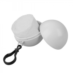 Raincoat in a plastic case, hanging, white color, COOL