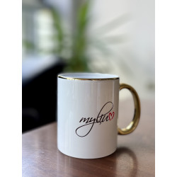Mug IZAR 330ml, white with gold details, sublimation
