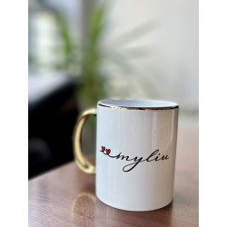 Mug IZAR 330ml, white with gold details, sublimation