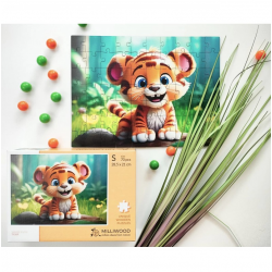 Wooden puzzle MILLIWOOD, tiger cub, 70 pieces