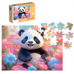 Medinė dėlionė MILLIWOOD, panda, 70 detalių