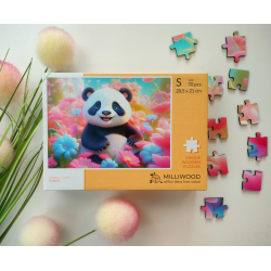 Medinė dėlionė MILLIWOOD, panda, 70 detalių