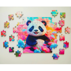 Medinė dėlionė MILLIWOOD, panda, 70 detalių