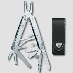 Daugiafunkcinis įrankis VICTORINOX X, odiniame dėkle, sidabro sp.