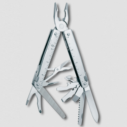 Daugiafunkcinis įrankis VICTORINOX X, odiniame dėkle, sidabro sp.