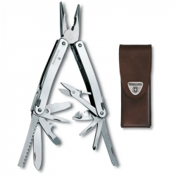Daugiafunkcinis įrankis VICTORINOX SPIRIT X, odiniame dėkle, sidabro sp.