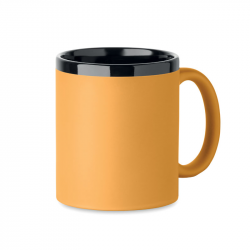 Ceramic mug with rubberized surface RUBY 300ml, suitable for engraving