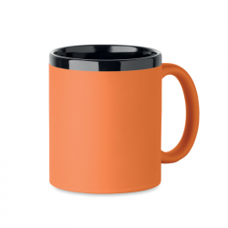Ceramic mug with rubberized surface RUBY 300ml, suitable for engraving