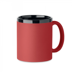 Ceramic mug with rubberized surface RUBY 300ml, suitable for engraving