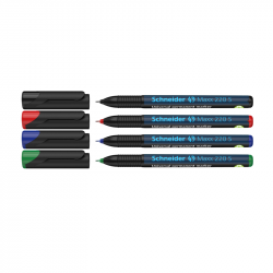 Marker set SCHNEIDER MAXX 220 S, 4 colors (black/blue/green/red)